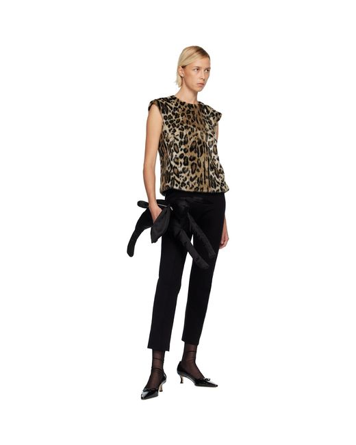 Anna Sui Black Leopard Sleeveless Faux-Fur Top