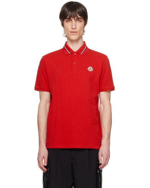 Moncler Red Patch Polo for men