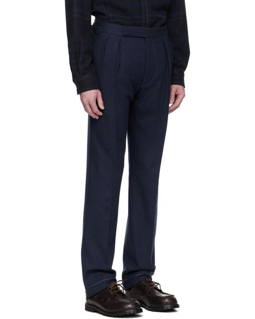 メンズ Ralph Lauren ネイビー ヘリンボーン ウールブレンド スーツ トラウザーズ Blue