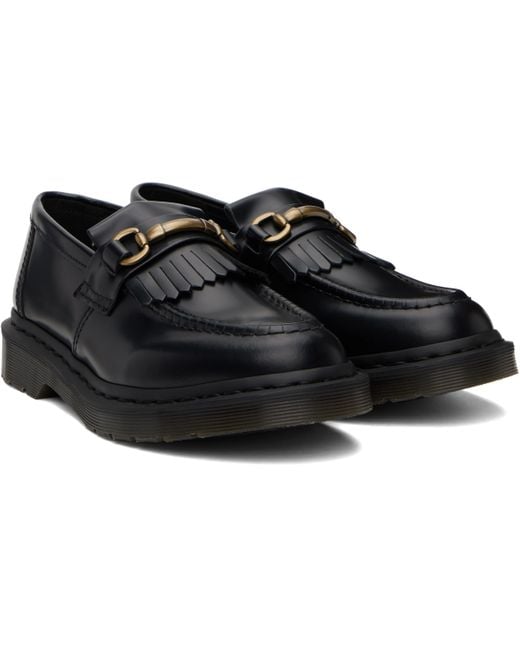 Dr. Martens Black Adrian Snaffle Smooth Leather Kiltie Loafers for men