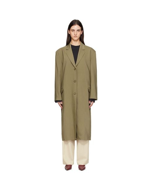 Frankie Shop Black Khaki Tribeca Long Coat