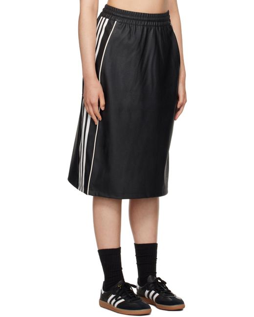 Adidas Originals Black Striped Faux-leather Midi Skirt