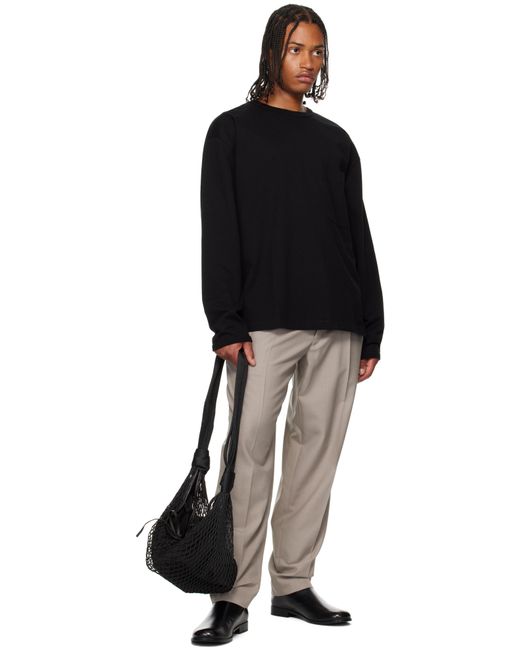 Lemaire Black Boxy Long Sleeve T-Shirt for men
