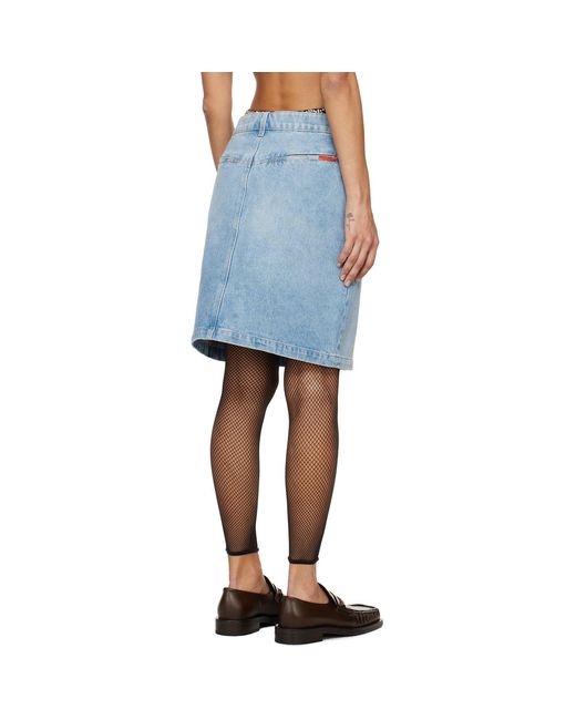 Martine Rose Blue Narrow Front Denim Miniskirt