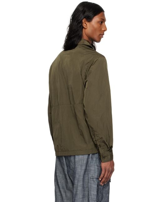 C P Company Green Khaki Chrome-R Full Button Overshirt for men