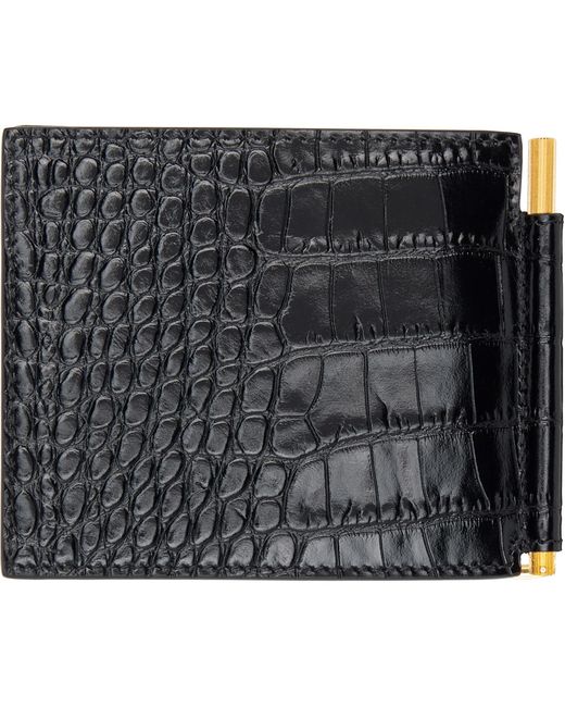Tom Ford Black Exotic Line Money Clip Wallet for men