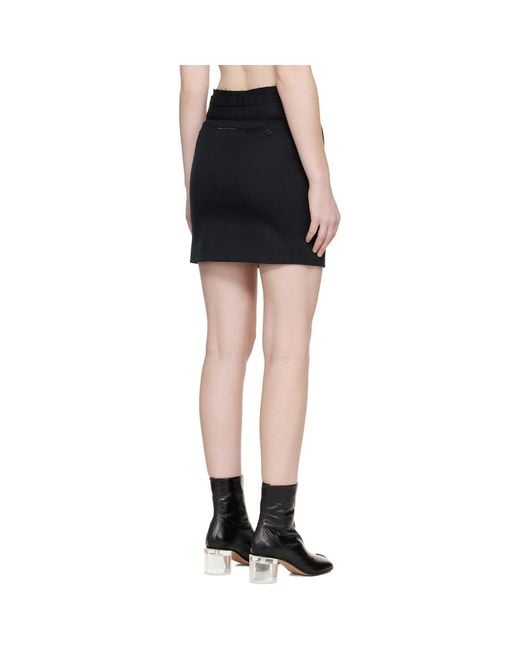 MM6 by Maison Margiela ブラック ウール ミニスカート ブラック | Lyst
