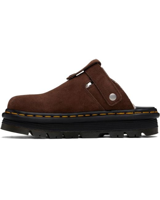 Dr. Martens Black Zebzag Suede Slingback Platform Mules