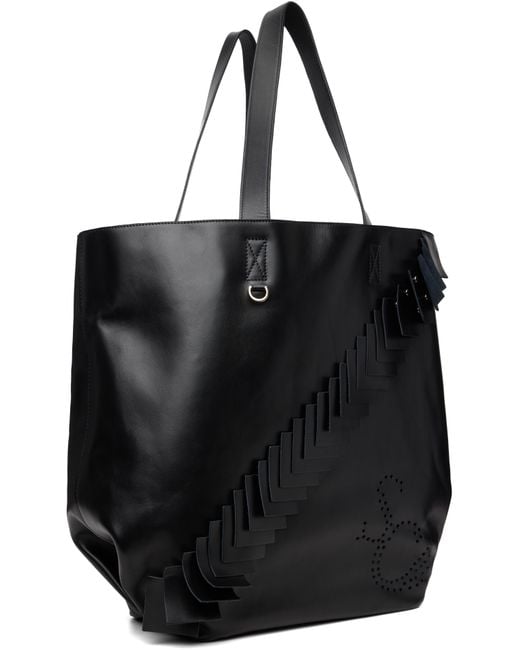 STEFAN COOKE Black Leather Patch Tote for men