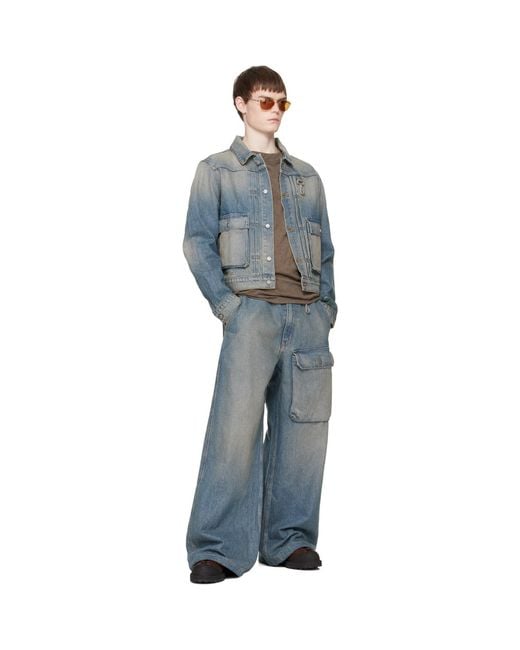 Reese Cooper Blue Washed Trucker Denim Jacket for men