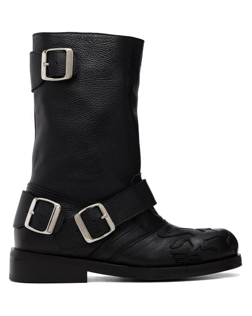 STEFAN COOKE Black Pegasus Biker Boots