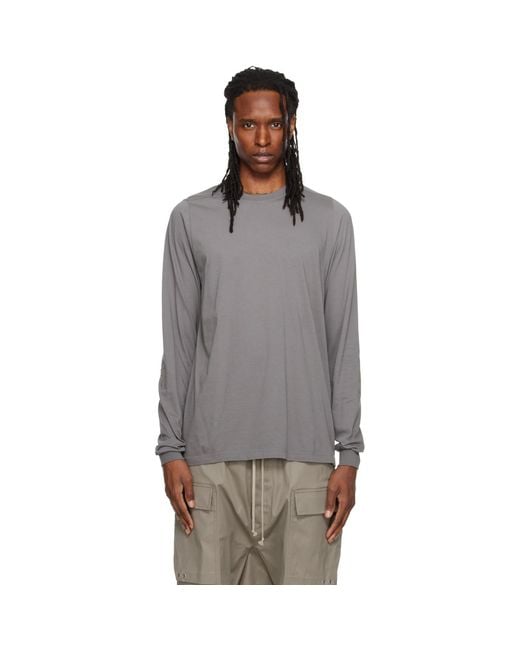 Rick Owens Gray Tower Short Crewneck Ls T-Shirt for men