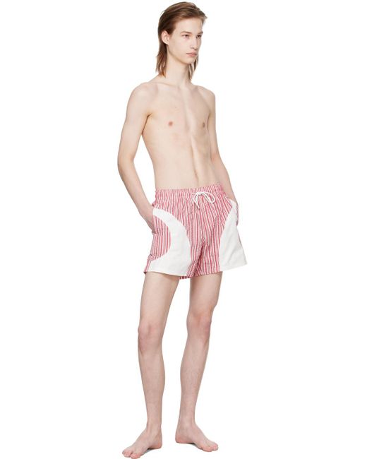 GIMAGUAS Pink Striped Swim Shorts for men