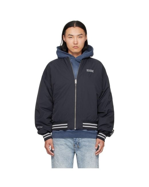 Ksubi Blue Ma-1 Bomber Jacket for men