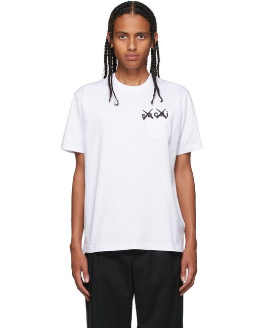 Sacai Cotton White Kaws Edition Embroidery T-shirt for Men - Lyst