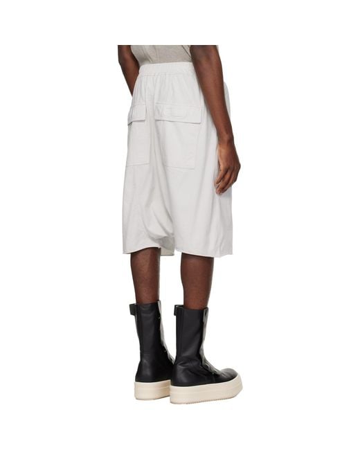 Rick Owens Natural Off- Temple Drawstring Pods Shorts for men