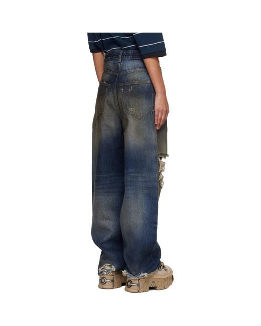 Vetements Blue Trashed Jeans