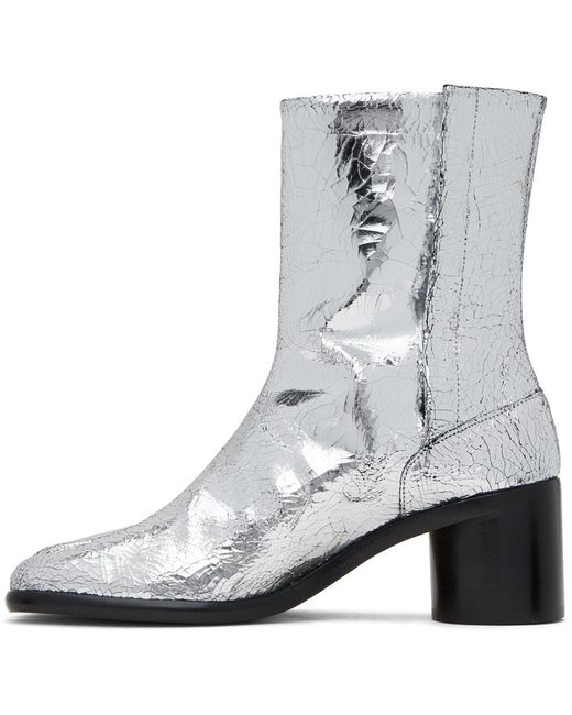 Maison Margiela Gray Silver Tabi Broken Mirror Boots for men