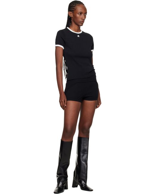 T-Shirt Noir À Bordures Contrastées Courreges en coloris Black