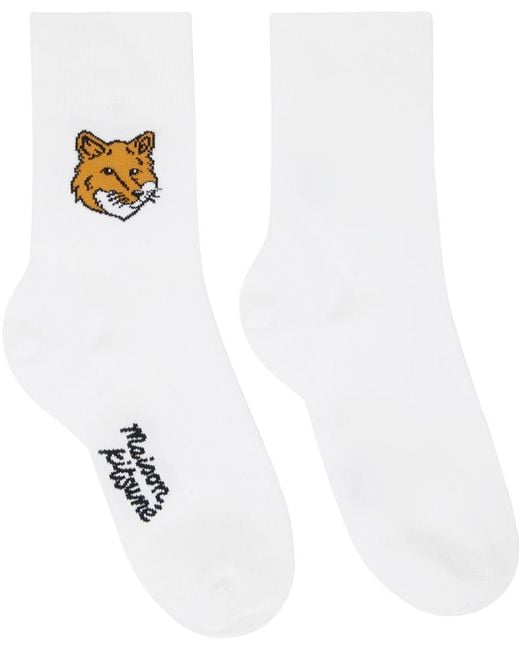 Maison Kitsuné White Fox Head Socks for men