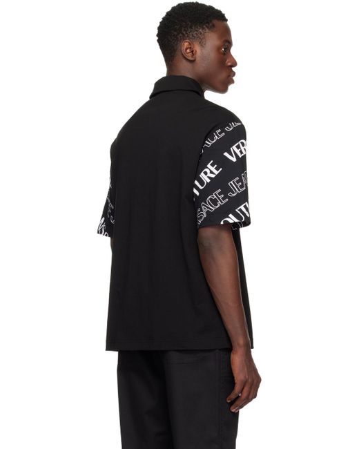 Polo noir à motif à logo modifié Versace pour homme en coloris Black