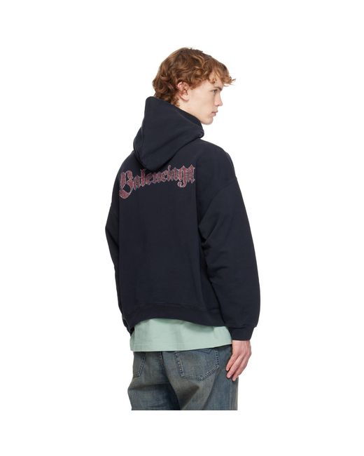 Balenciaga Blue Logo Spiral Medium Fit Hoodie for men