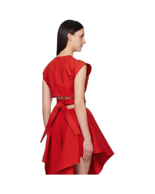 Alaïa Red Belted Cotton Top