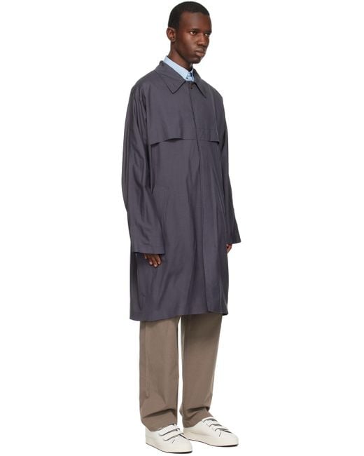 Dunhill Black Gray Spread Collar Coat for men