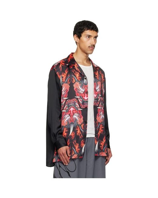 Y-3 Red Satin Graphic 'Beast' Shirt for men
