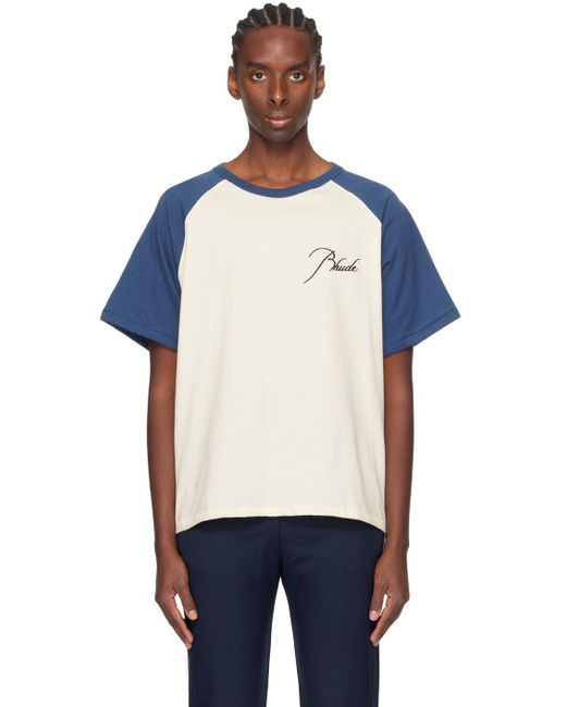 Rhude White & Blue Raglan T-shirt for men