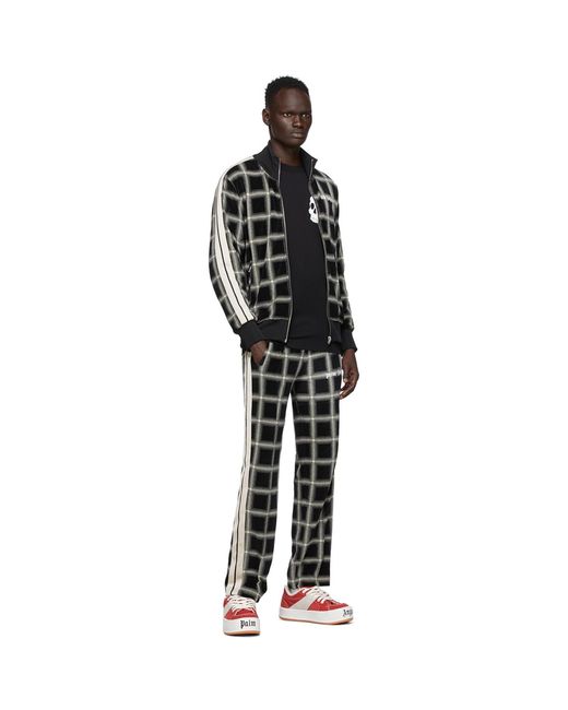 Palm Angels Black Houndstooth Track Jacket for men