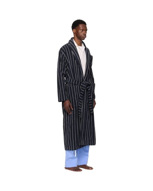 Tekla Black Terry Classic Bathrobe for men