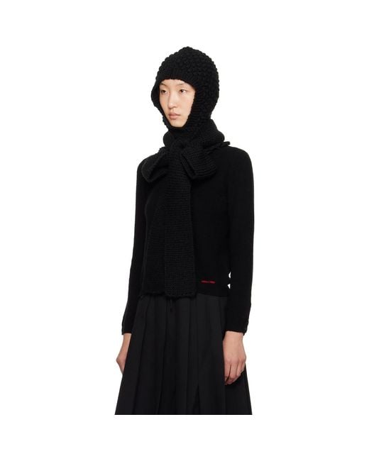 ShuShu/Tong Black Ssense Exclusive Bowknot Knit Hood