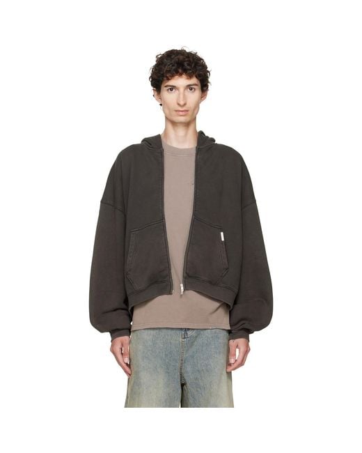 Represent Brown Initial Boxy Oversized Zip Hoodie for men