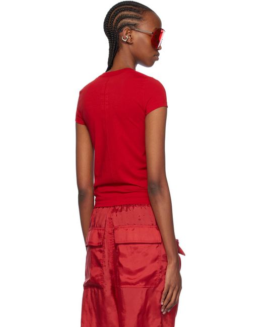 Rick Owens レッド Cropped Level Tシャツ Red