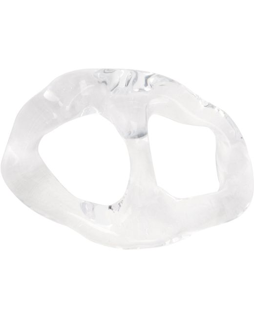 Homme Plissé Issey Miyake White Transparent Crystalline Stole Buckle Tie Bar for men