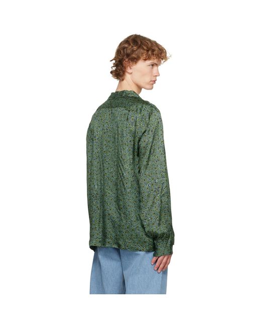 Dries Van Noten Green Viscose Twill Shirt for men