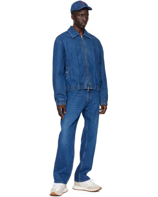 AMI Blue Indigo Loose-fit Jeans for men