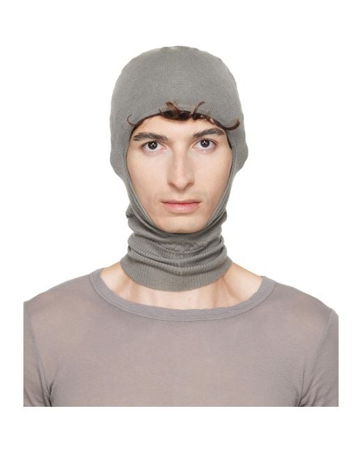 Rick Owens Gray Taupe Tower Skull Balaclava for men