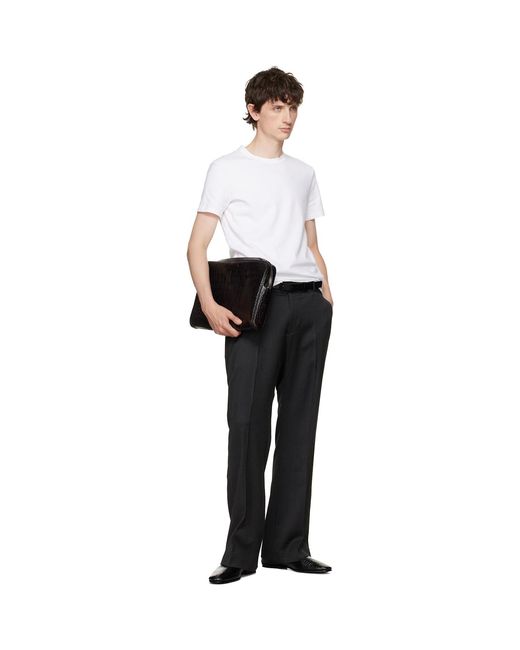 Tom Ford Black Shiny Printed Croc Minimal Laptop Pouch for men