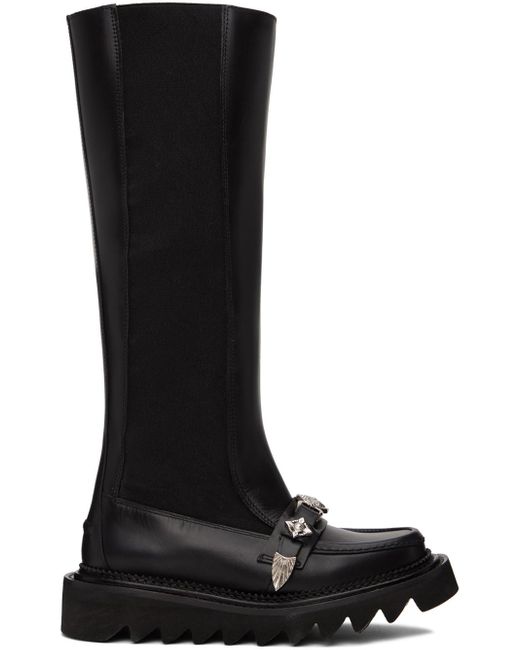 Toga Black Leather Tall Boots