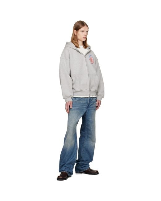 Rhude Gray Automobile Club' Zip-Up Hoodie for men