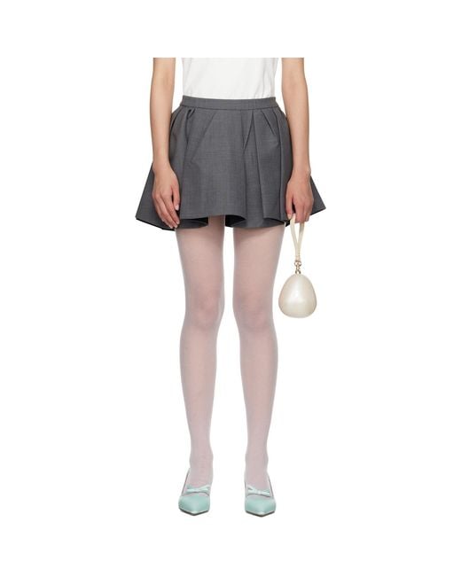 ShuShu/Tong Black Irregular Pleated Miniskirt