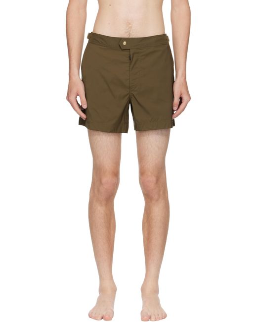Tom Ford Green Khaki Nylon Swim Shorts for men
