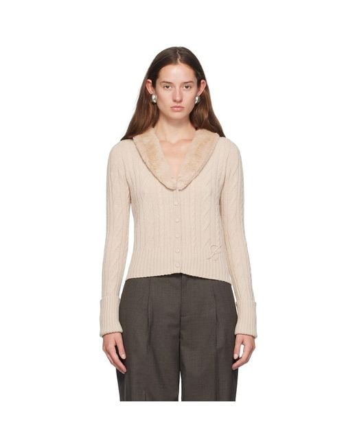 Blumarine Black Off- Faux-Fur Collar Cardigan