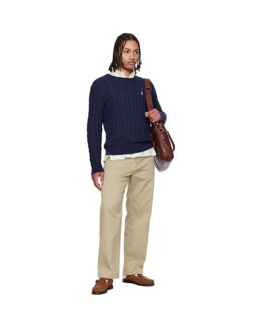 Polo Ralph Lauren Blue Cable-Knit Cotton Sweater for men