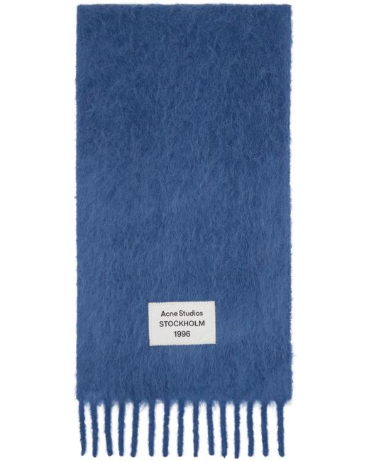 Acne Blue Fringe Alpaca Scarf for men