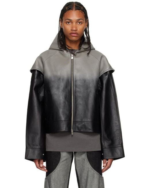 HELIOT EMIL Black Bind Leather Jacket for men