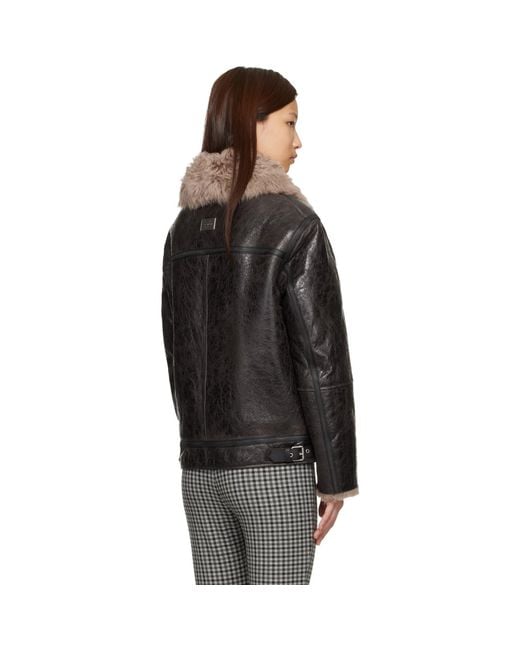 Acne Black Leather Shearling Jacket