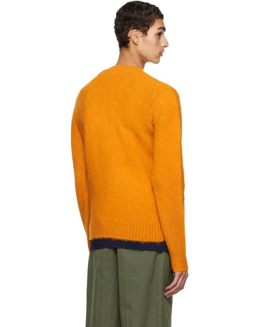 Aspesi Orange Brushed Sweater for men